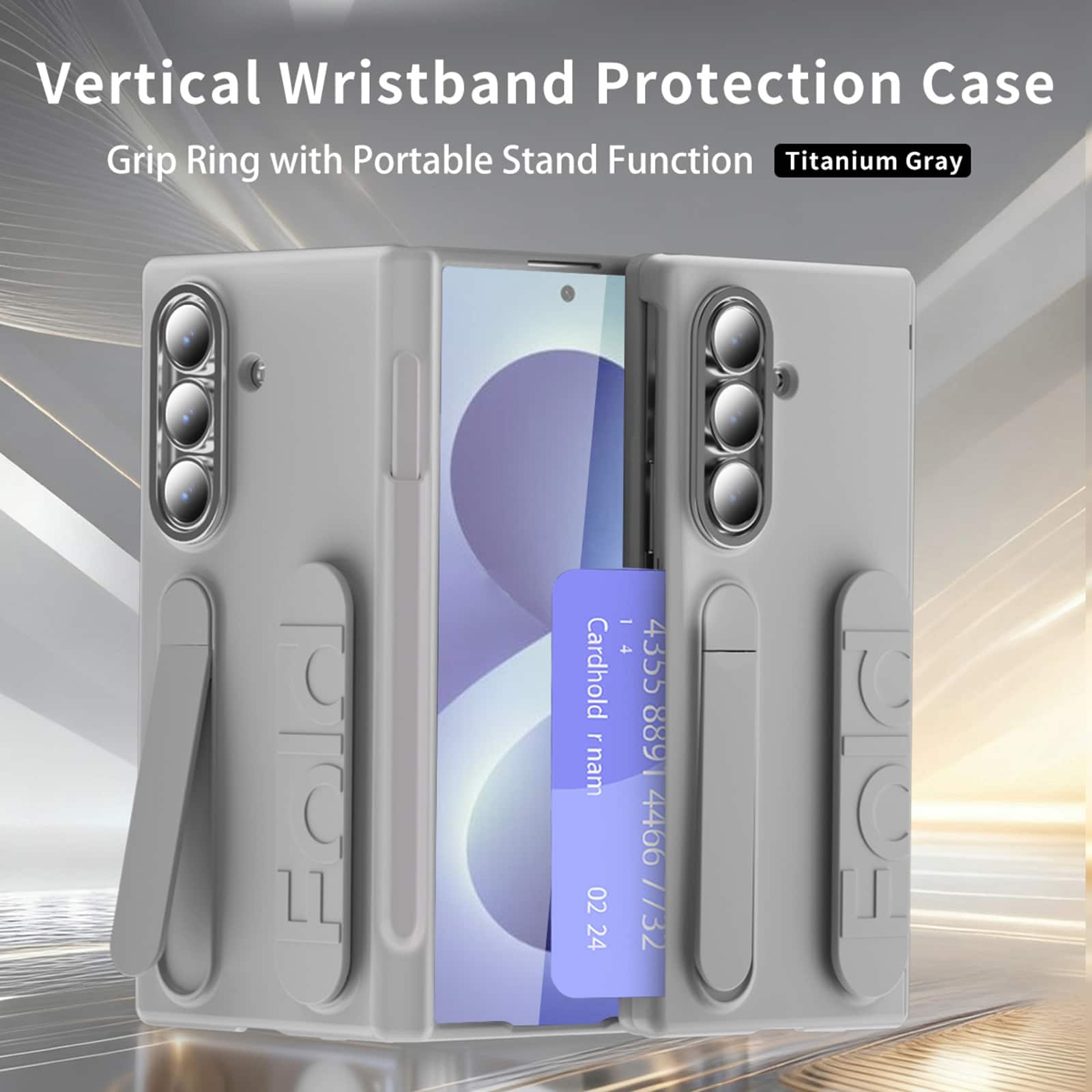 Dteck - Shockproof Case for Samsung Galaxy Z Fold8 Ultra with Card Slot Stand Wristband, Hard PC Cover Built-in Screen Protector - Gray price history on PriceWatchPro