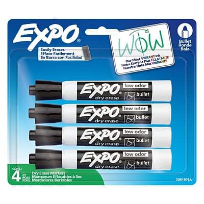Expo - Dry Erase Markers, Bullet Tip, Black, 4/Pack (2081801) price history on PriceWatchPro