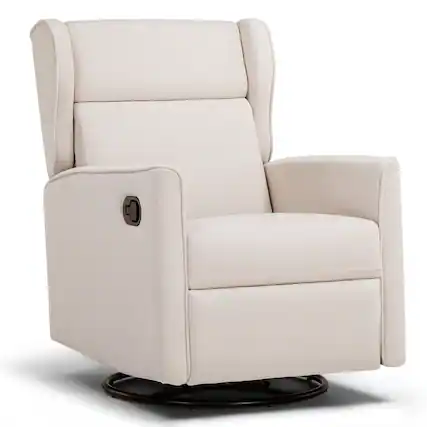 Front. CloudRest Pro - Rocking Recliner Chair Textile Swivel Glider Reclining,Beige - Beige.