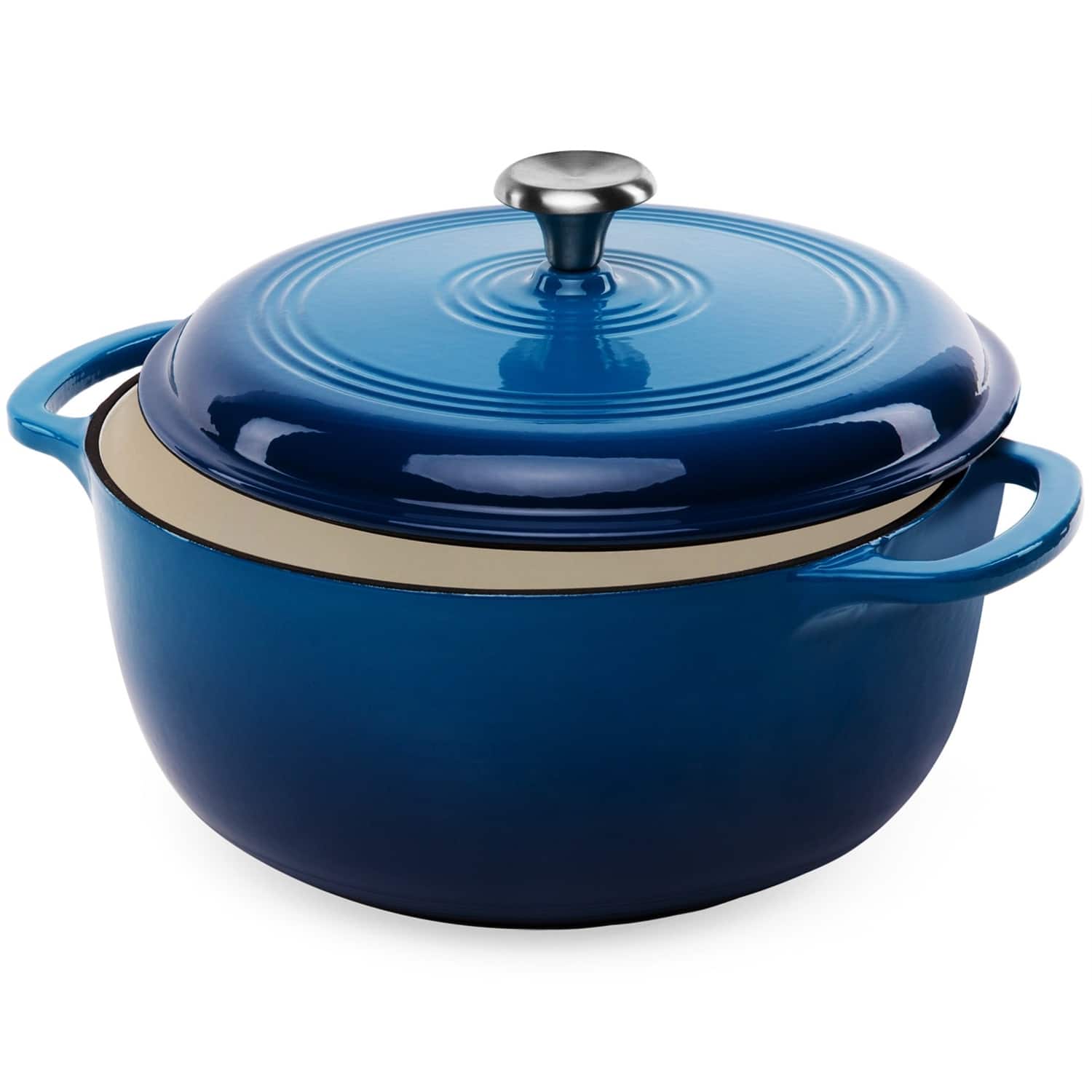 SlickBlue - Large 6-Quart Dutch Oven in Enamel Cast Iron for All-Purpose Cooking - Blue
