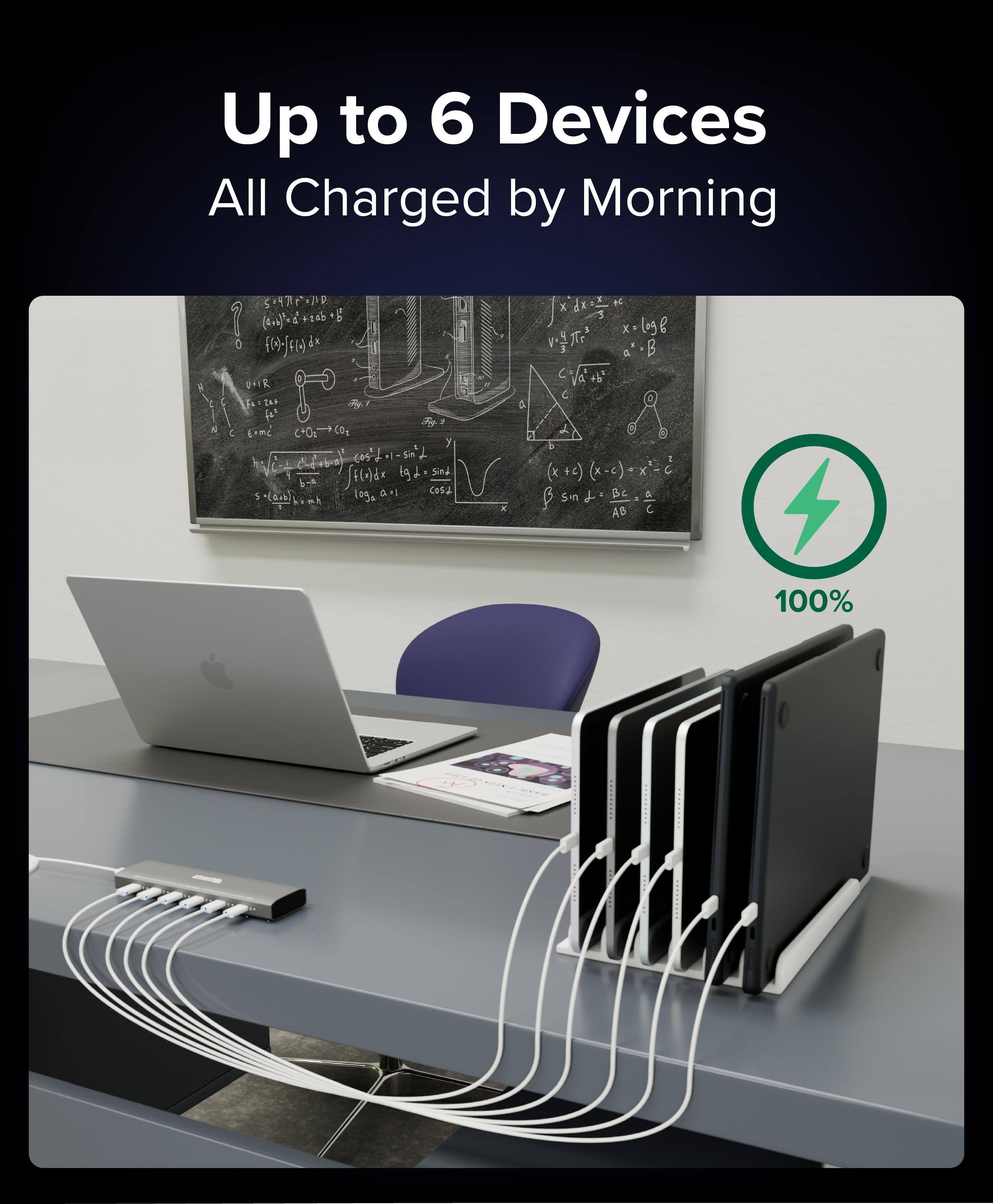 Up to 6 Devices All Charged by Morning 100%