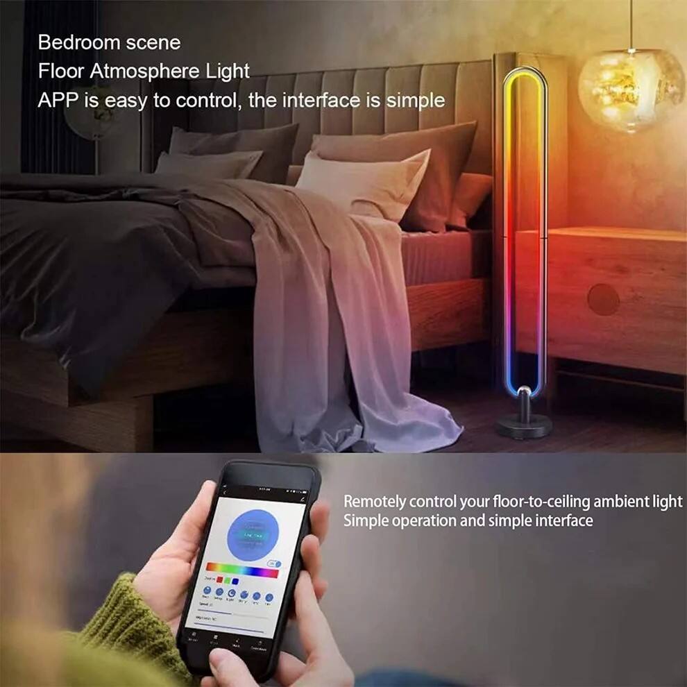 Bedroom scene  
Floor Atmosphere Light  
APP is easy to control, the interface is simple  

Remotely control your floor-to-ceiling ambient light  
Simple operation and simple interface