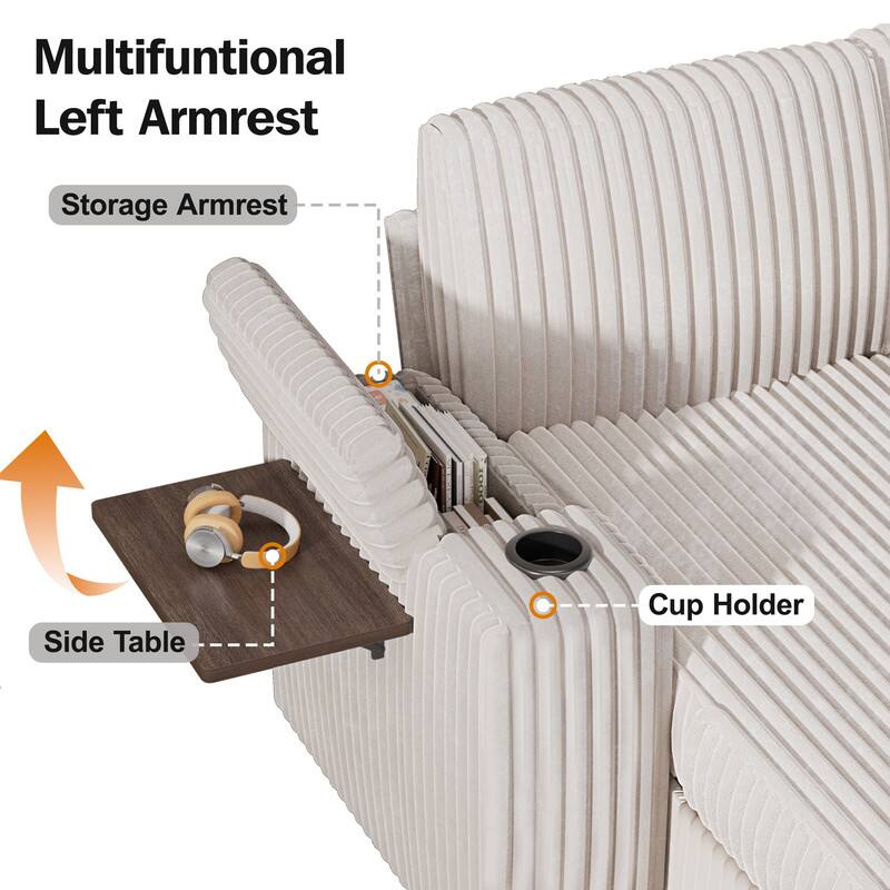 Multifunctional Left Armrest

- Storage Armrest
- Side Table
- Cup Holder