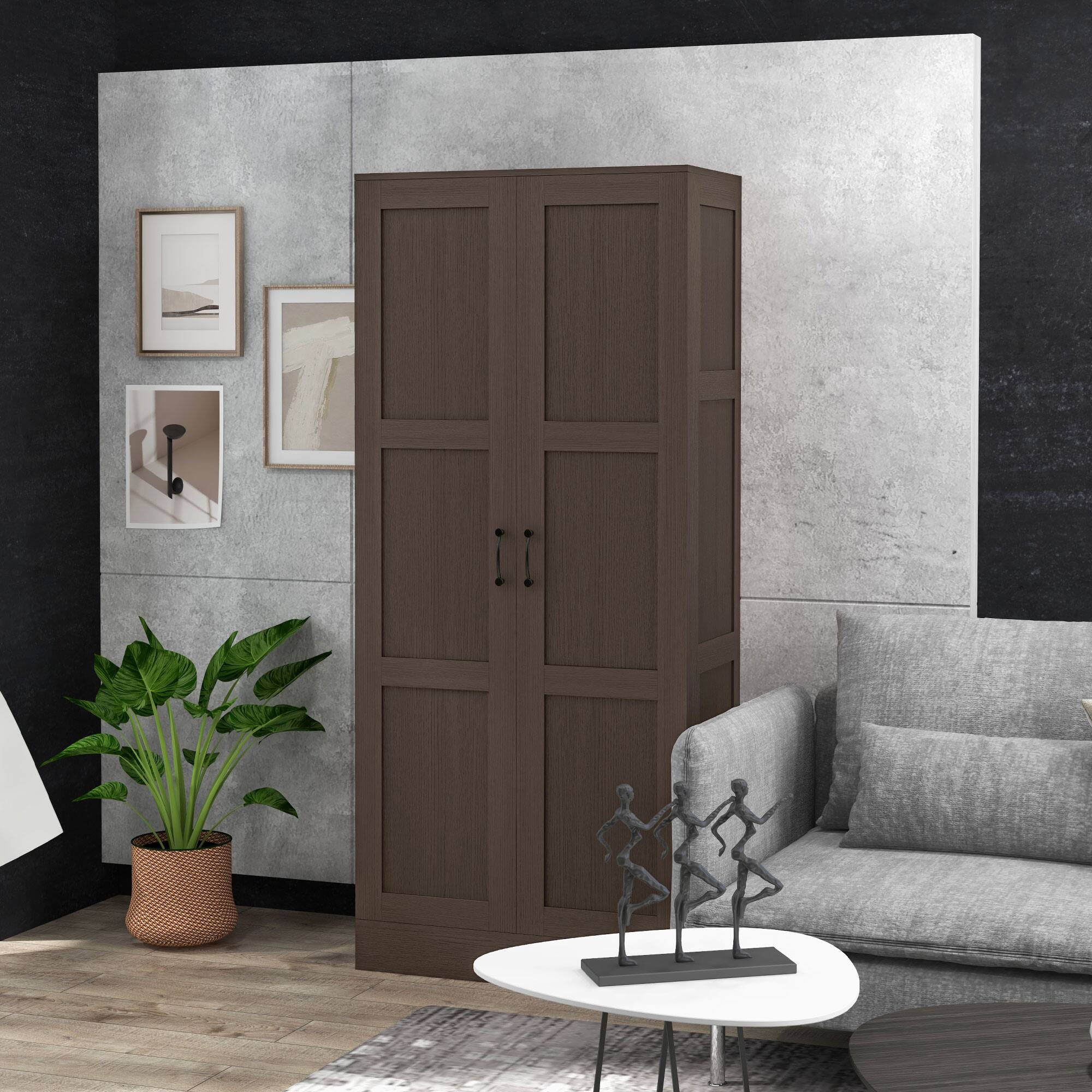 Alt View 1. Homcom - 71" Tall Storage Cabinet with Movable Storage Shelves, Modern Style Pantry Cupboard Cabinet with Soft Close Doors - Coffee.