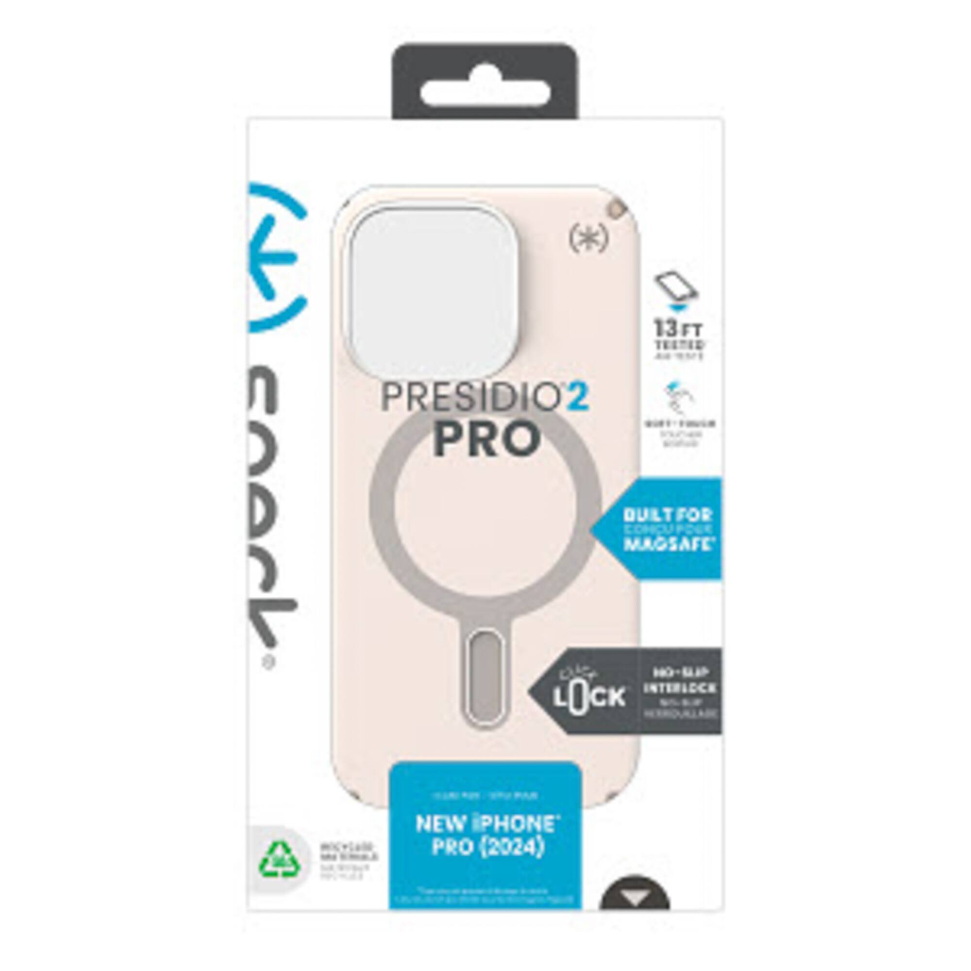 Presidio2 Pro is a new iPhone Pro case that is built for MagSafe and has been tested to withstand 13 feet of drop protection. It is designed to protect your phone from drops and impacts while also providing a secure and convenient way to attach and detach your phone from the case. The case is made of durable materials and features a built-in lock to keep your phone secure. It is compatible with the new iPhone Pro (2024) and is available in a variety of colors.