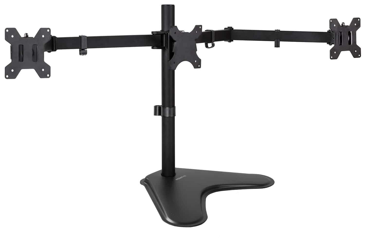 Mount-It! - Freestanding Triple Monitor Desk Stand for 19″–27″ Screens with Height, Tilt, Swivel & Cable Management - Black