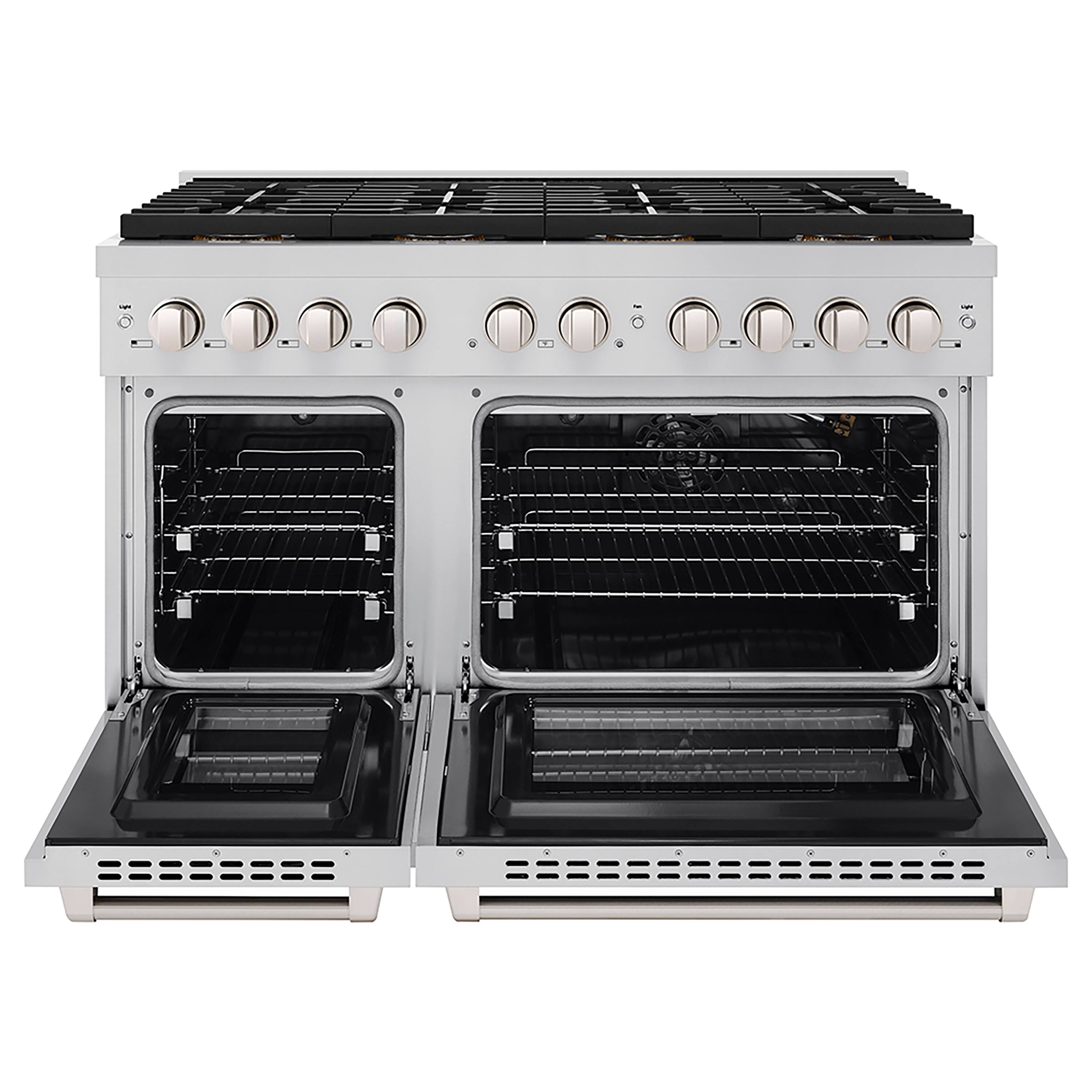 Angle. ZLINE - ZLINE 48 in. Paramount Gas Range with 8 Burner DuoPro Cooktop and Dual Ovens in Stainless Steel (PSGR48) - Stainless Steel.