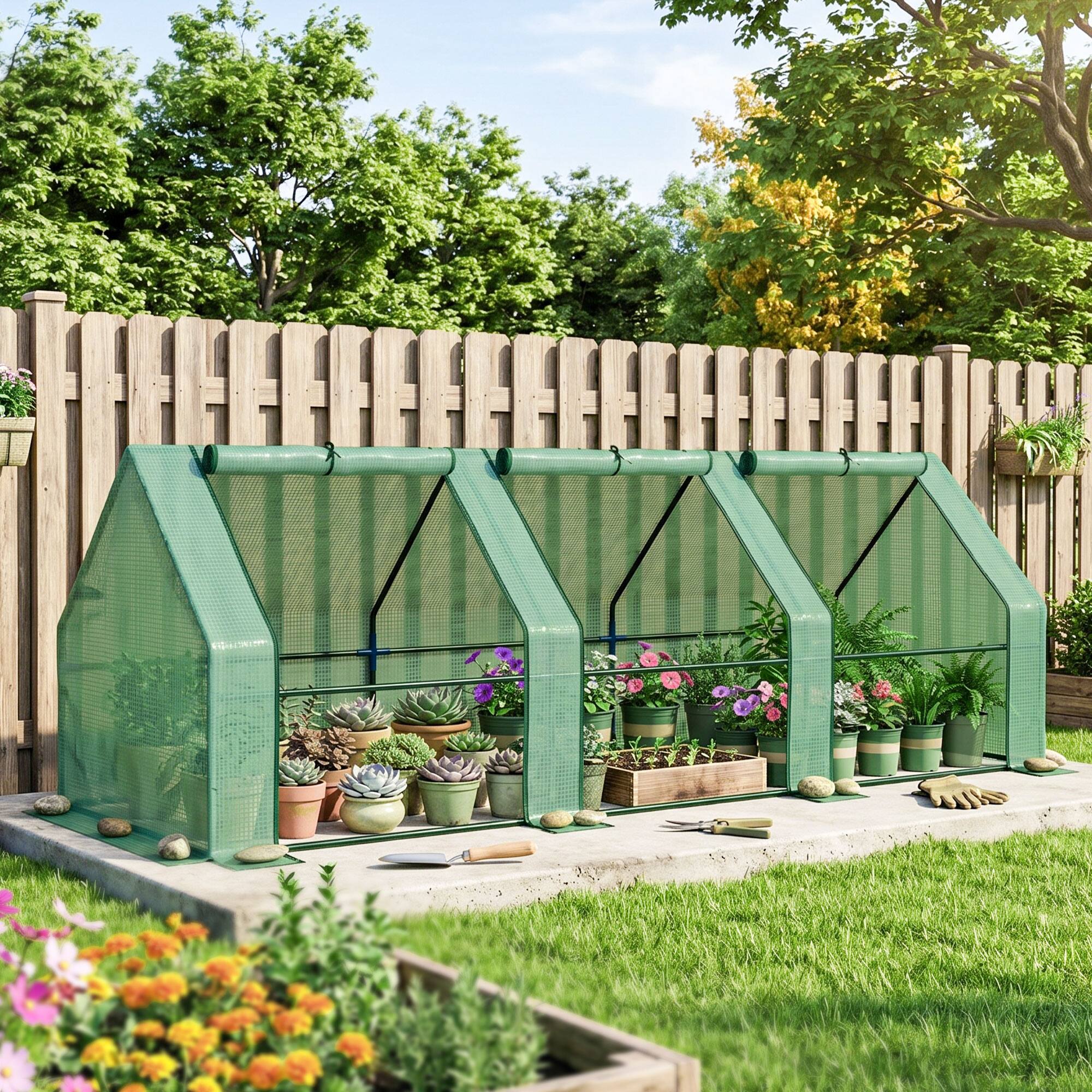 Alt View 1. Outsunny - x 3' x 3' Portable Mini Greenhouse Outdoor Garden with Large Zipper Doors and Water/UV PE Cover.