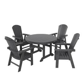 Fade Waterfall Pattern WestinTrends Dylan 5 Piece Outdoor Patio Dining Round Table and Shell ...