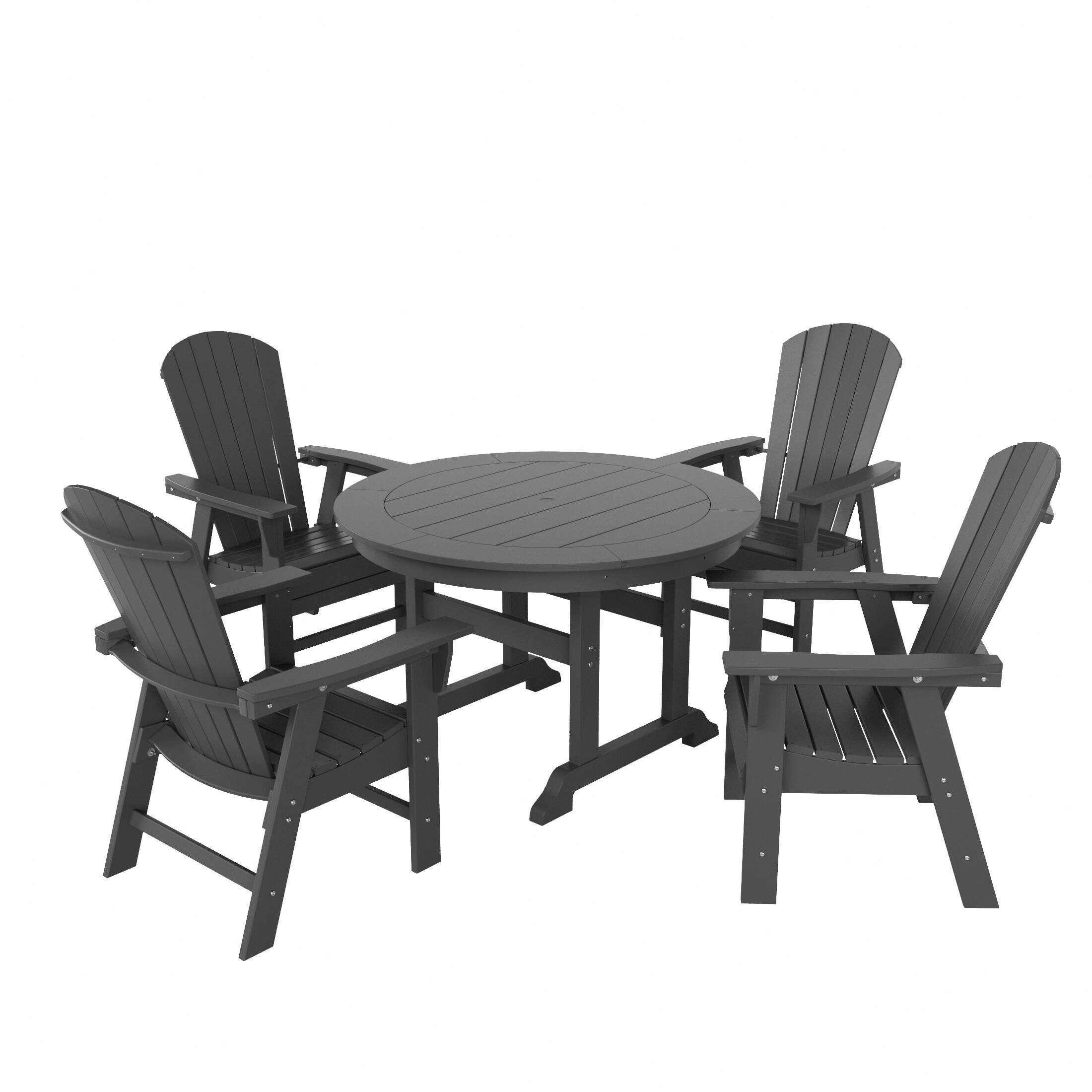WestinTrends Dylan 5 Piece Outdoor Patio Dining Round Table and Shell ...