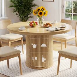 Dyonery - 35 circular four-person dining table, a modern type with double-layer storage space and sliding doors - wood