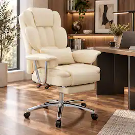 Anysun - Office Chair – Big and Tall Executive Office Chair with Footrest, Ergonomic Reclining High Back – 500 lbs Capacity - Beige
