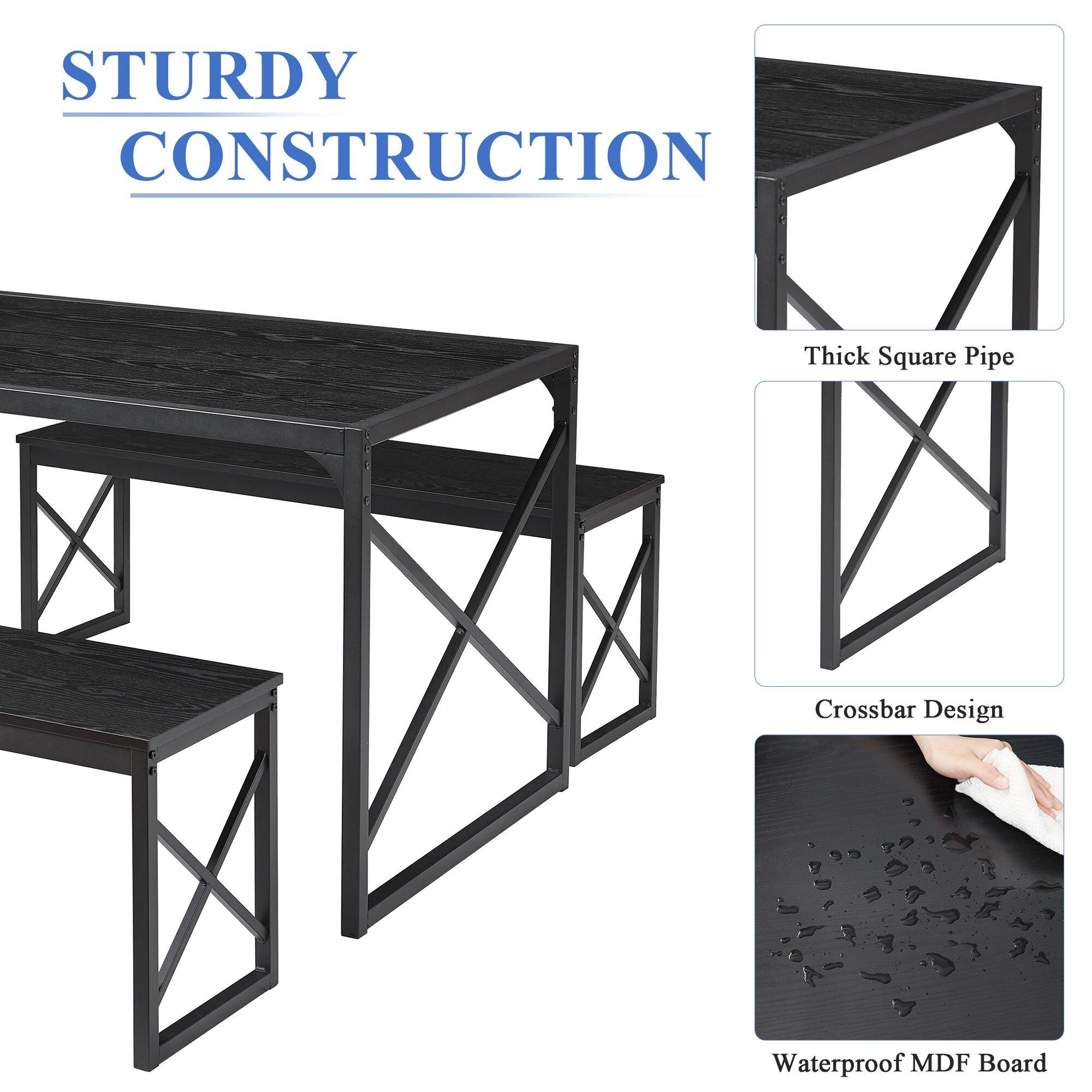 STURDY CONSTRUCTION

- Thick Square Pipe
- Crossbar Design
- Waterproof MDF Board