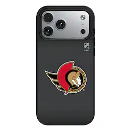 Keyscaper - NHL - Ottawa Senators Linen Logo iPhone Magnetic Bump Case - 15 - Black