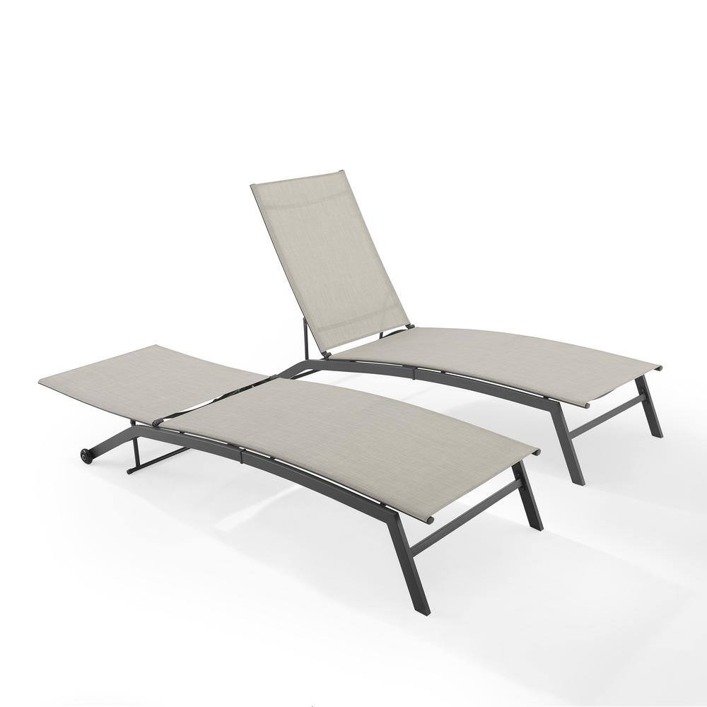 Back. Crosley Furniture - Weaver 2-Piece Outdoor Chaise Lounge Set - 2 Lounge Chairs - Light Gray.