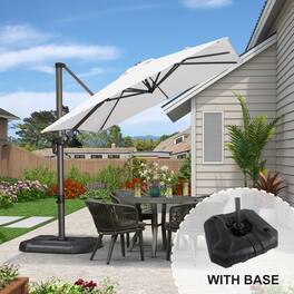 PURPLE LEAF - 8 ft. Square Aluminum Outdoor Patio Cantilever Umbrella Offset 360° Rotation Umbrella with Base for Garden Deck Pool - White