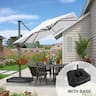 PURPLE LEAF - 8 ft. Square Aluminum Outdoor Patio Cantilever Umbrella Offset 360° Rotation Umbrella with Base for Garden Deck Pool - White