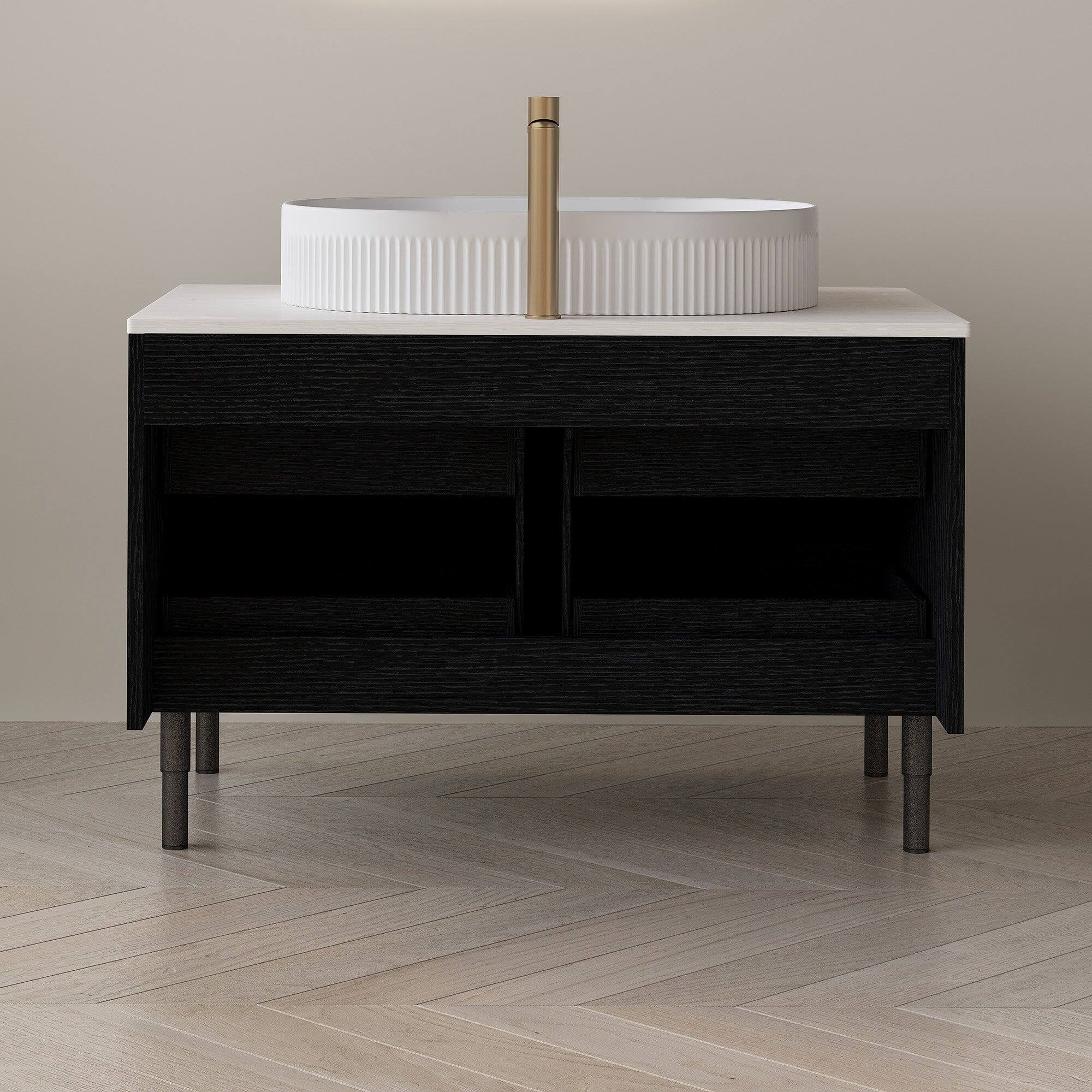 Alt View 1. Boyel Living - 36 In Modern Bathroom Vanity Undermount Sink Sintered Stone Top Solid Wood - Black.