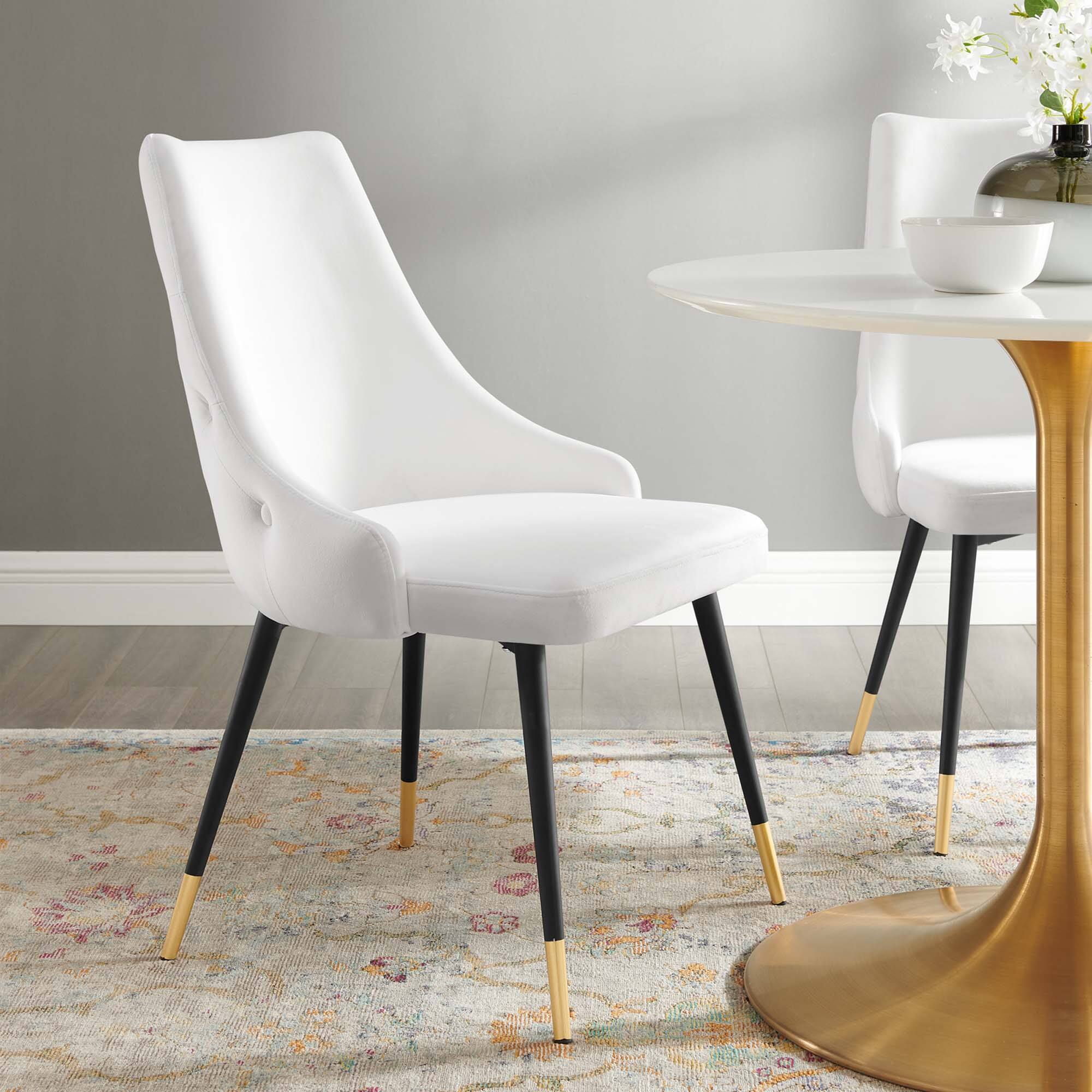 Adorn Tufted Performance Velvet Dining Side Chair by Modway - White