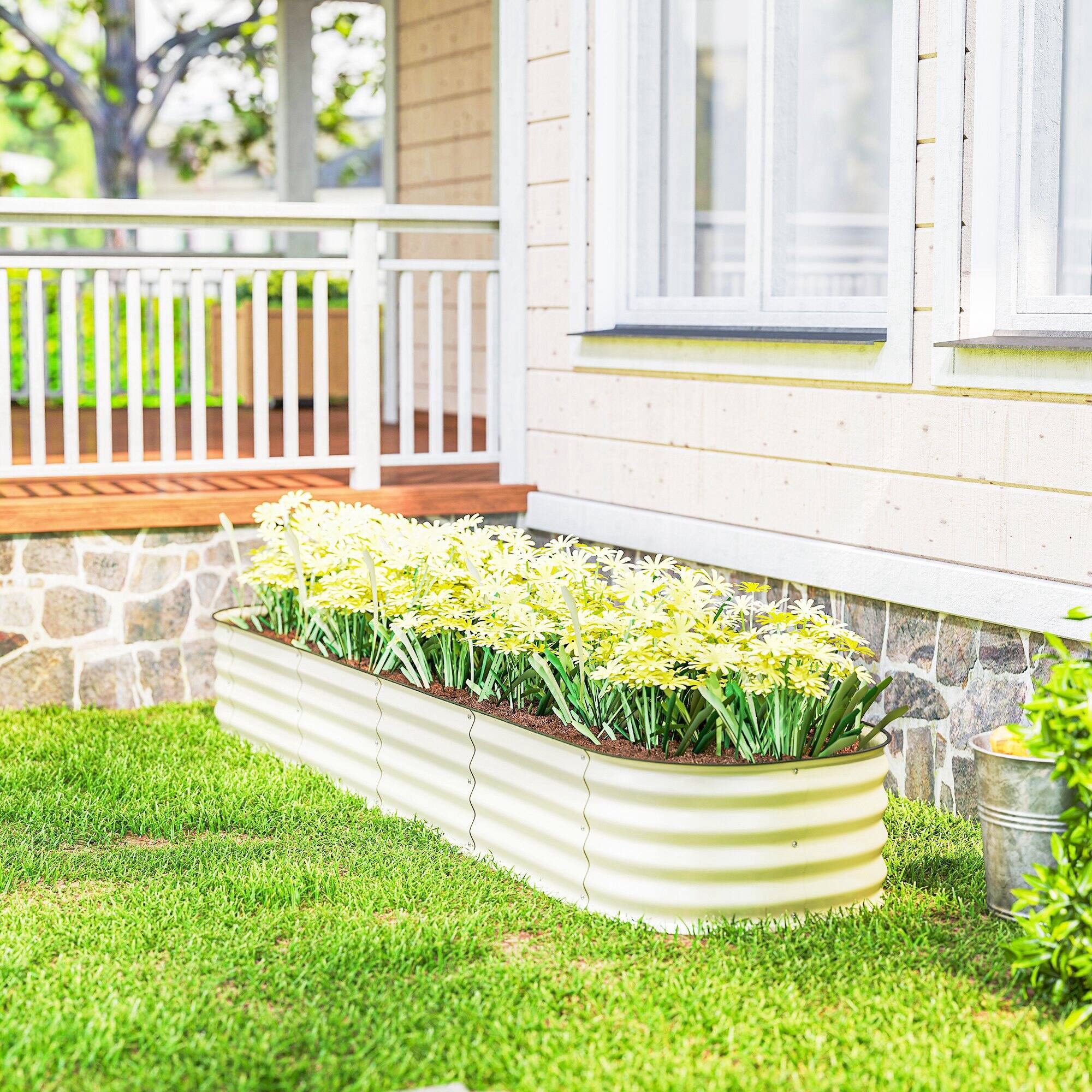 Alt View 7. Outsunny - x 2' x 1' Galvanized Raised Garden Bed Kit - Cream White.