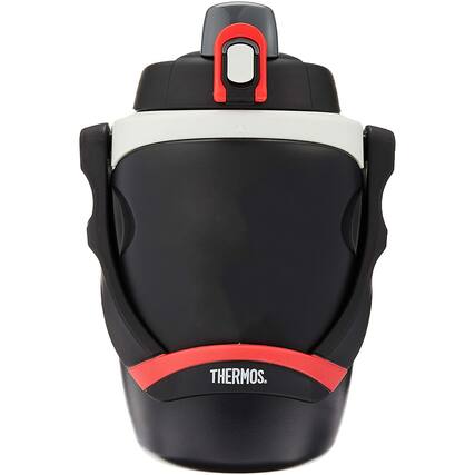 Front. Thermos - Thermos 64 oz. Foam Insulated Flip-Up Lid Water Bottle with Handle - Black - Black.