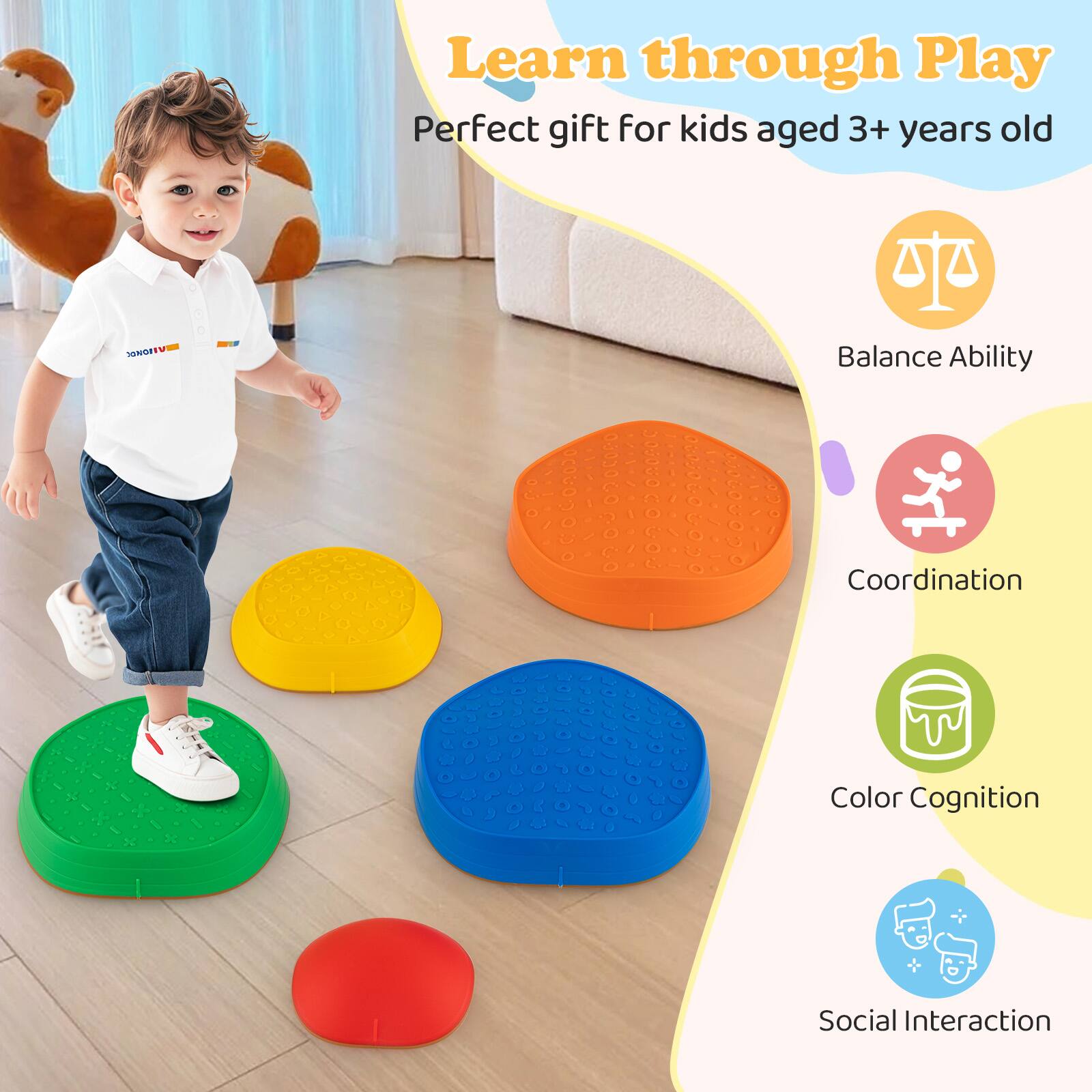 Learn through Play  
Perfect gift for kids aged 3+ years old  

- Balance Ability  
- Coordination  
- Color Cognition  
- Social Interaction