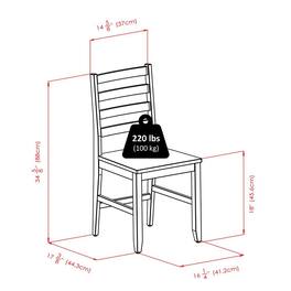 FurniFact - 2-Pc Solid Wood Ladder Back Chairs - Walnut