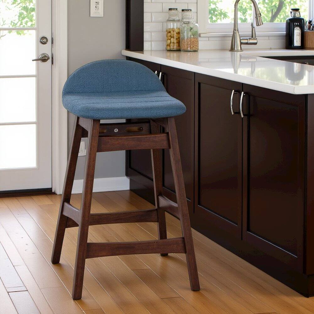 Alt View 5. Starlight Canyon Home - Brown Wooden Counter Height Chair with Back – Stylish Bar Stools for Kitchen - Brown.