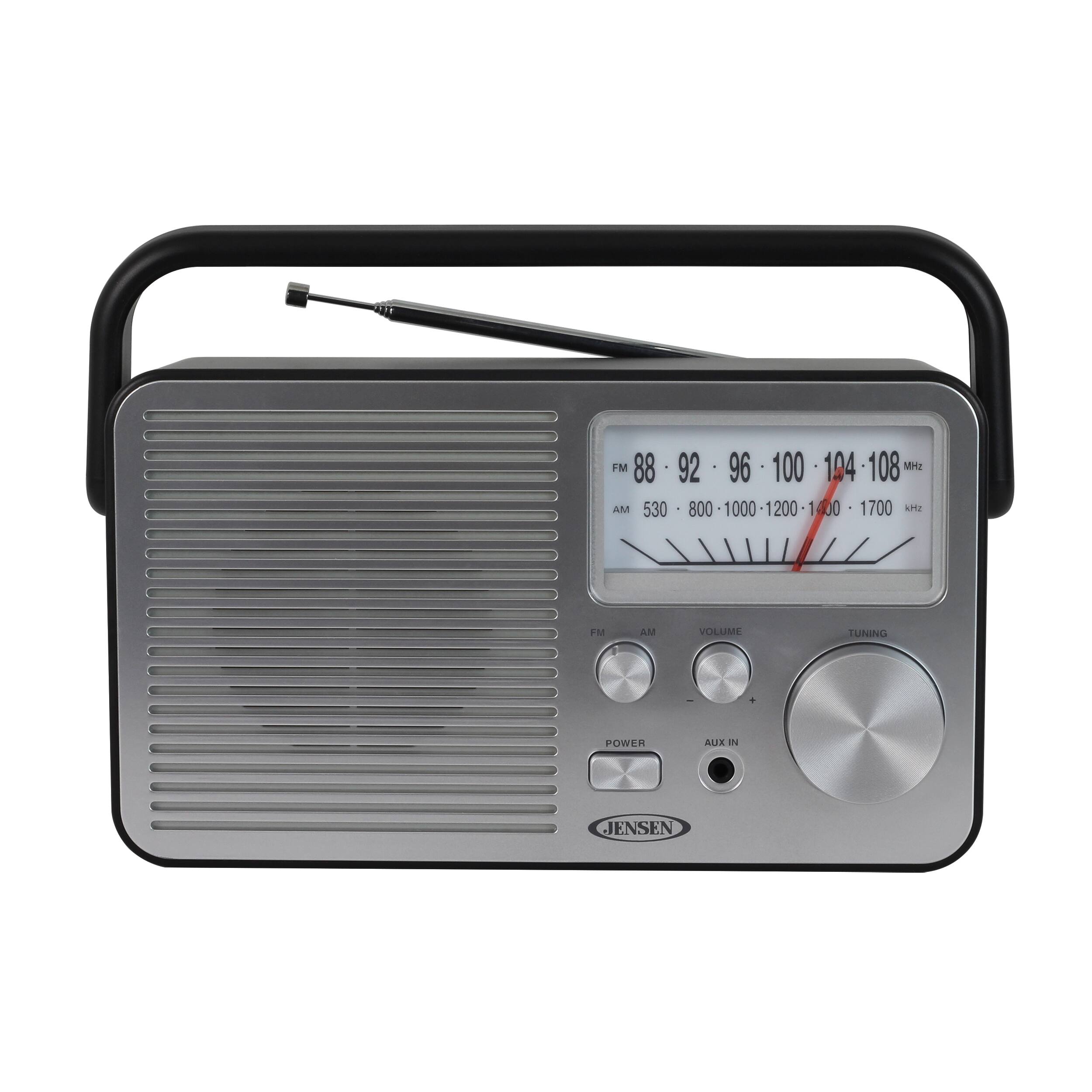 Left. Jensen - Portable AM/FM Radio with Aux Line-in - Black.