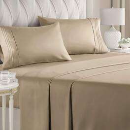 CGK Linens - Luxury Soft 4 Piece Solid Bed Sheet Set - Deep Pocket Fits 8"-16" Mattresses - King - Cream