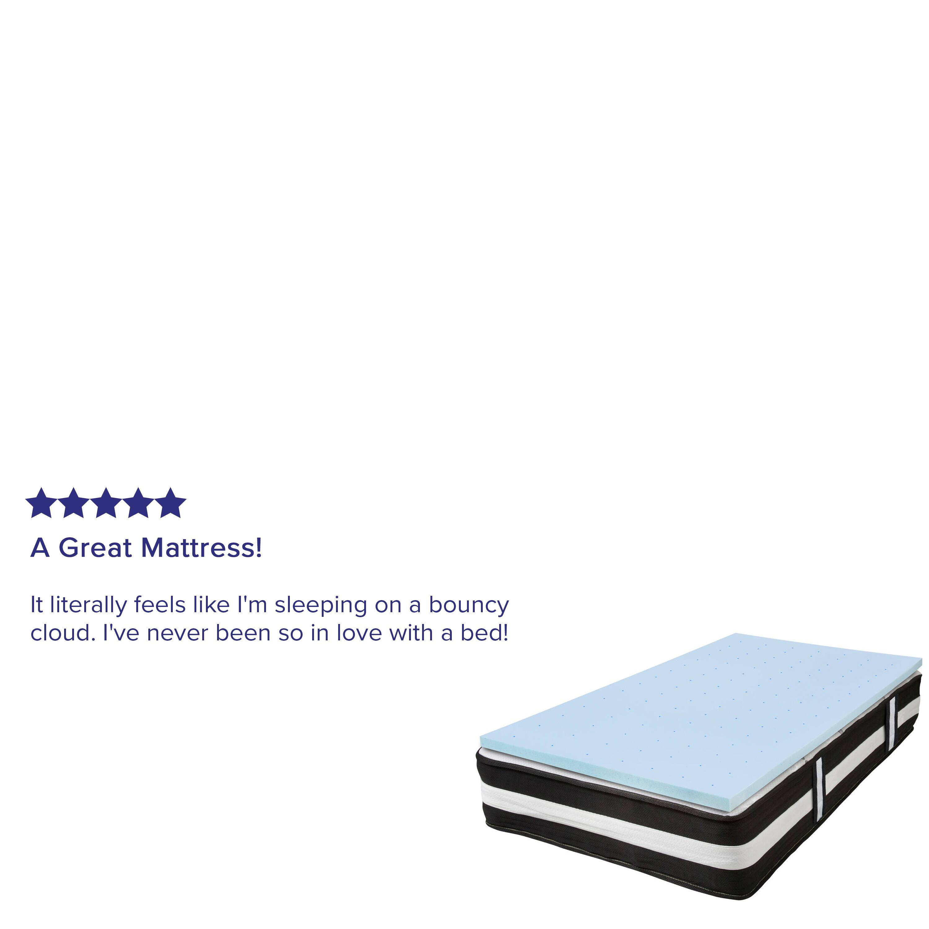 A Great Mattress!  
It literally feels like I'm sleeping on a bouncy cloud. I've never been so in love with a bed!