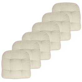 Sweet Home Collection - Patio Cushions Indoor/Outdoor Chair Pads Tufted 19" x 19", 6-Pack - Cream