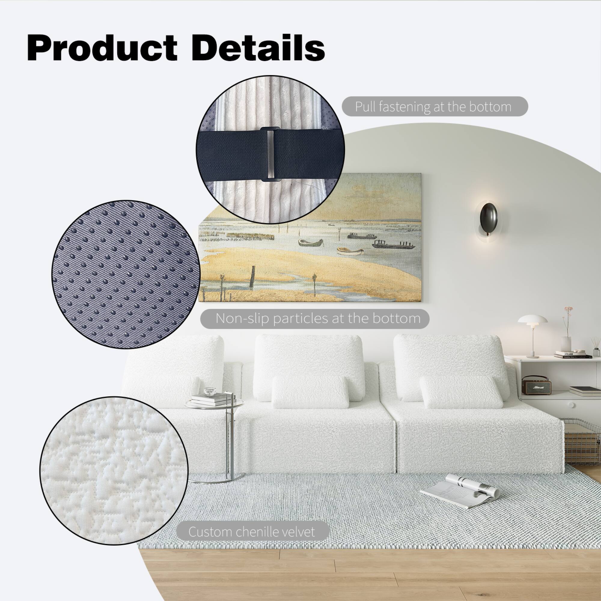 Product Details

- Pull fastening at the bottom
- Non-slip particles at the bottom
- Custom chenille velvet