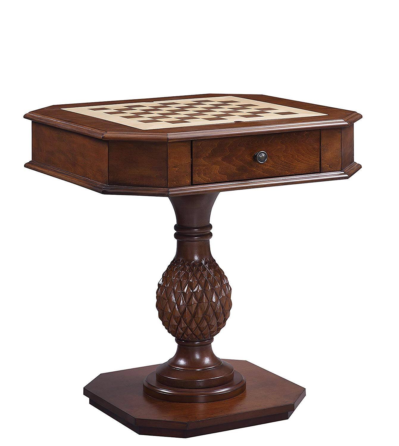 Front. Manhattan Lane - Wooden Game Table with Drawer and Reversible Game Tray - Brown.