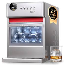 Euhomy - Countertop Clear Sphere Ice Maker Machine, 2.5 in Ice Balls, 96pcs/24H with App Control and Continuous Cooling,ETL/CETL - Silver
