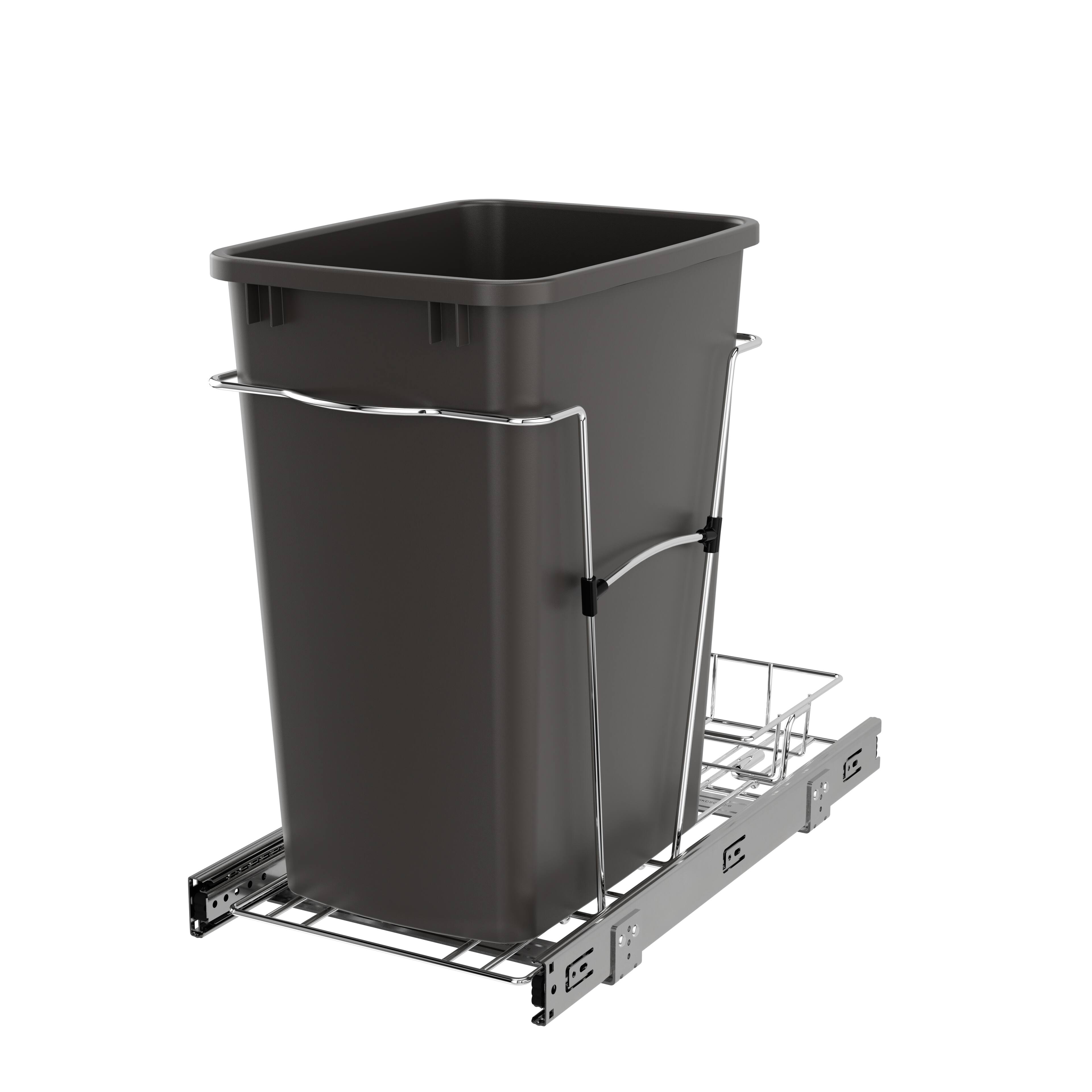 Front. Rev-A-Shelf - Rev-A-Shelf Pullout Trash Can 35 qt. for Kitchen Cabinets, Gray, RV-12KD-13C-S - Gray.