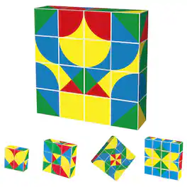 PicassoTiles - PICASSO-TILES 16PCS 1" Infinite Magnetic Puzzle Game Magic Pixy Cube, Brain Teaser Set with Ideabook, STEM Learning Toy