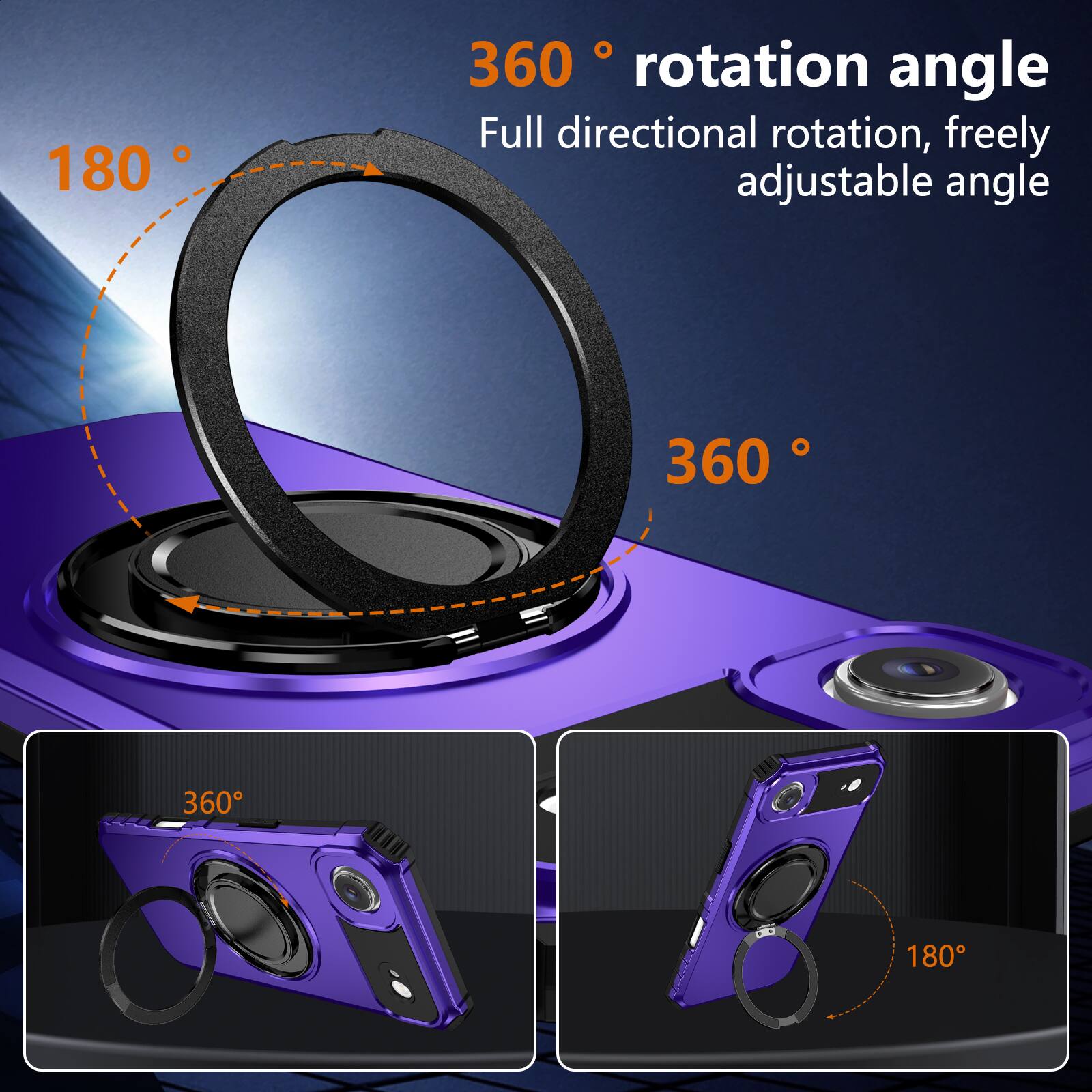 360° rotation angle  
Full directional rotation, freely adjustable angle