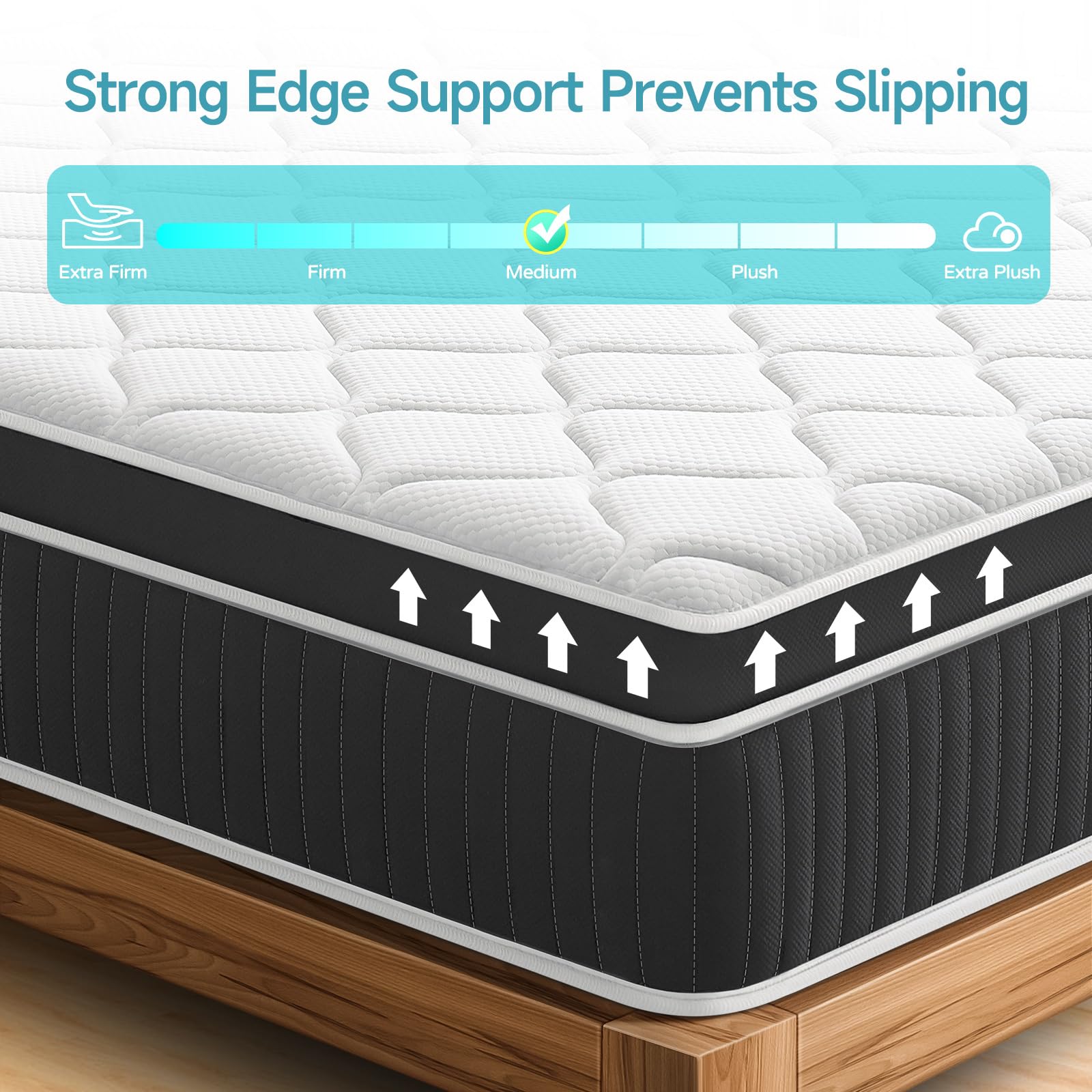 Strong Edge Support Prevents Slipping

Extra Firm Firm Medium Plush Extra Plush