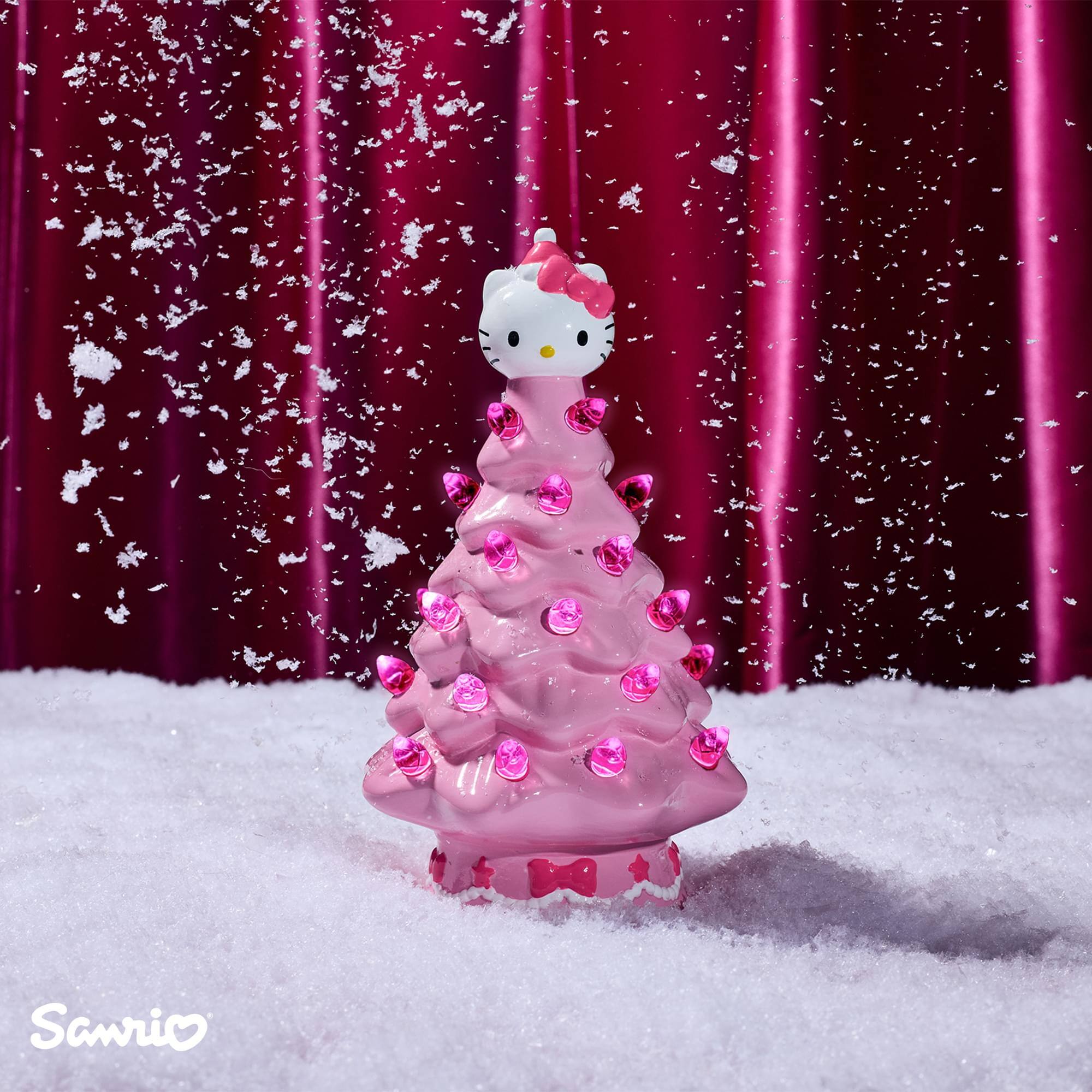 Alt View 4. Ukonic - Sanrio Hello Kitty Pink Light-Up Ceramic Christmas Tree | 6 Inches Tall - Pink.
