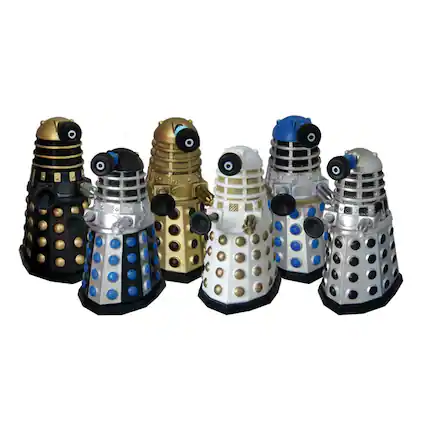 Front. Heathside Trading - Doctor Who Daleks of Skaro Bobble Figure 6 Pack - Multi-Color.