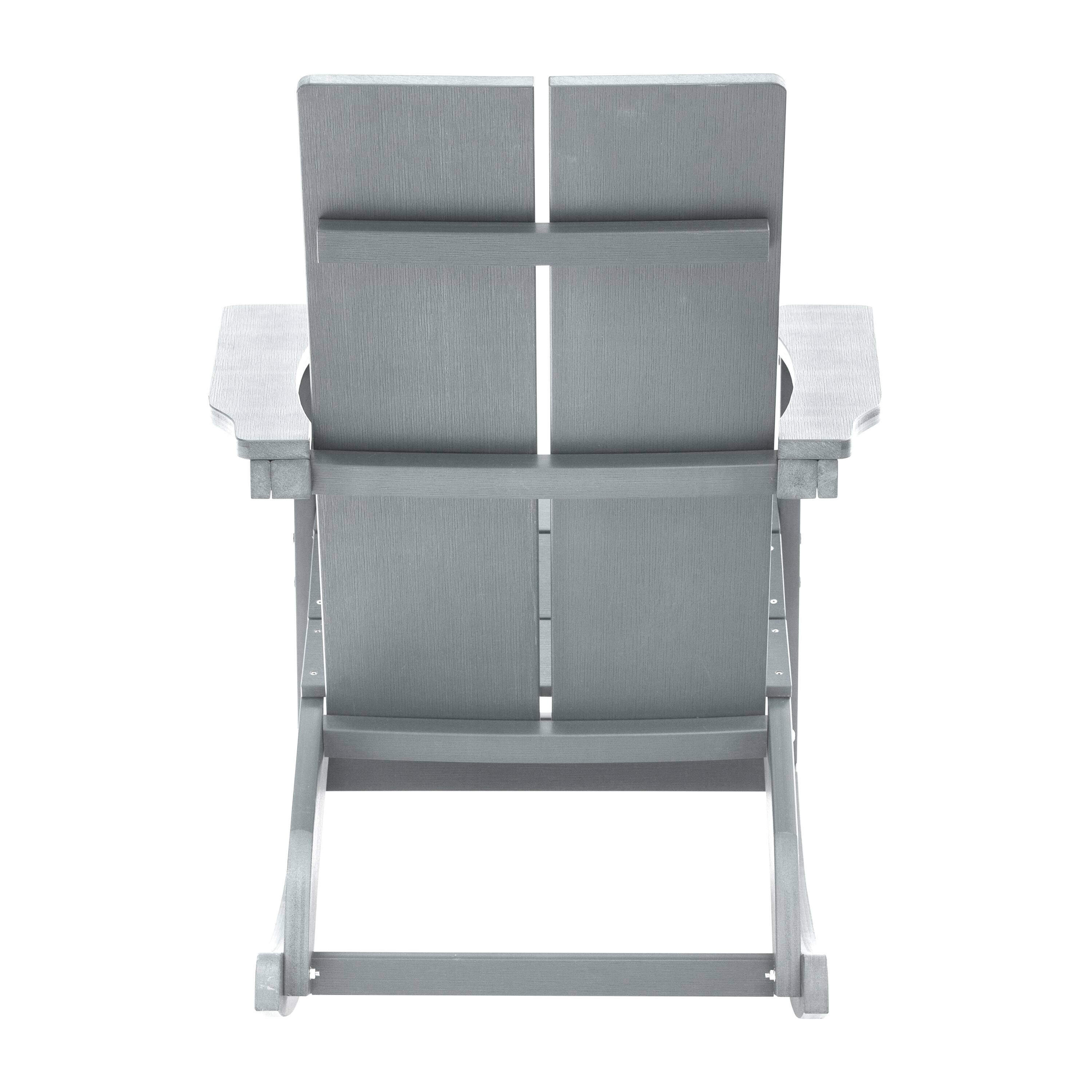 Alt View 7. Emma + Oliver - Modern All-Weather Poly Resin Adirondack Rocking Chair for Indoor/Outdoor Use - Gray.