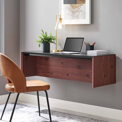 Front. Modway - Kinetic 49" Wall-Mount Office Desk by Modway - Black Cherry.