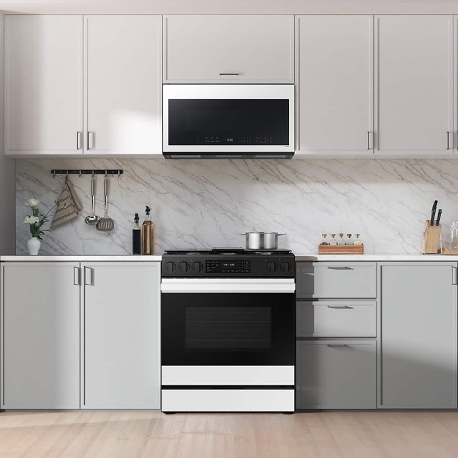 Alt View 11. Samsung - Bespoke 6.0 Cu. Ft. Slide-In Gas Range with Air Fry - White Glass.