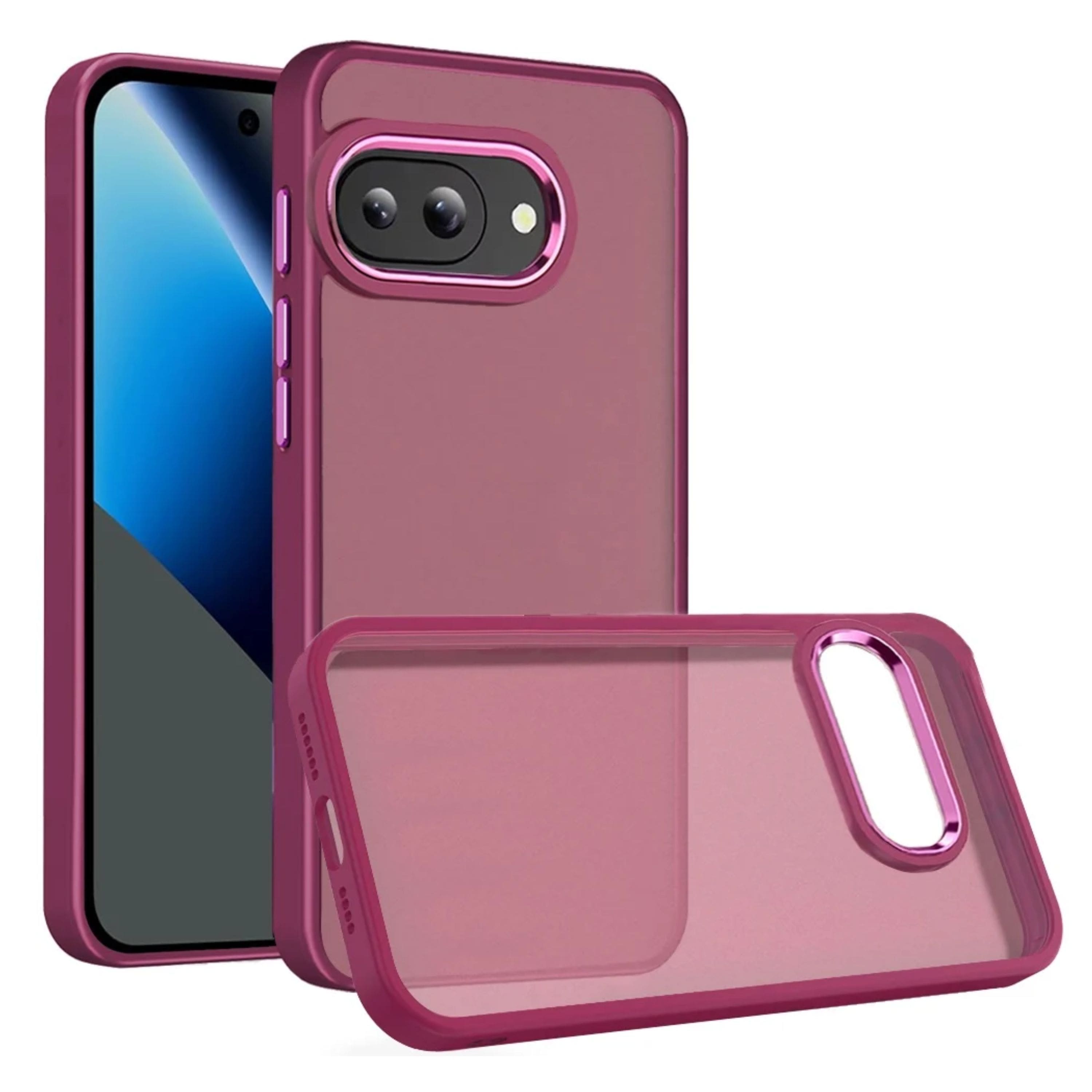 Kitcheniva - Smooth Thick Acrylic Phone Case With Metal Button Tempered Glass For Google Pixel 10a - Burgundy price history on PriceWatchPro