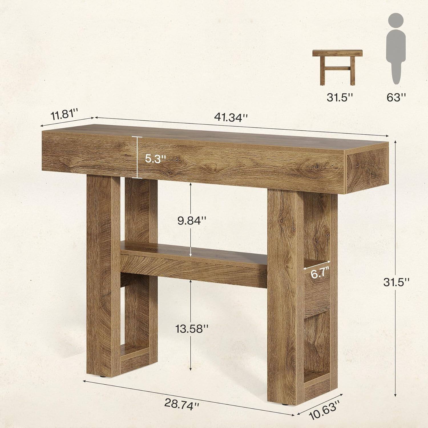 Tribesigns Console Table with Storage Shelves, Adjustable Feet and ...