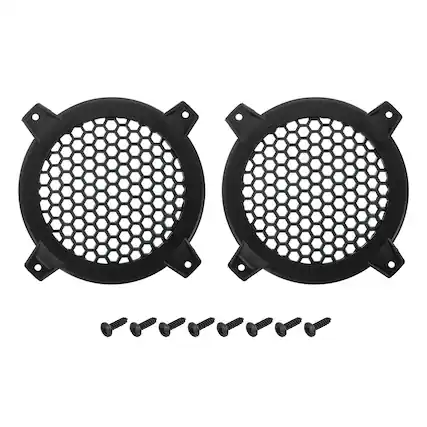 Front. Unique Bargains - 2pcs 4" Speaker Grill Mesh Plastic Woofer Guard Protector Dust Cover Black Frame with Screws for Home Audio Car Speaker - Black.