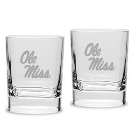 Jardine - Ole Miss Rebels 2-Piece 11.75oz. Square Double Old-Fashioned Glass Set - Multicolor