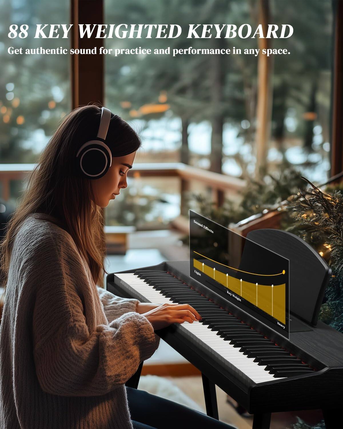 88 KEY WEIGHTED KEYBOARD  
Get authentic sound for practice and performance in any space.