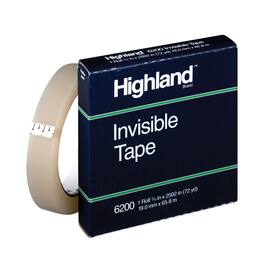 Highland - Invisible Permanent Mending Tape, 3Inch Core, 0.75Inch x 72 yds, Clear